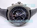 Copy Breitling for Bentley Motors Black Dial Leather Strap Mens Watch